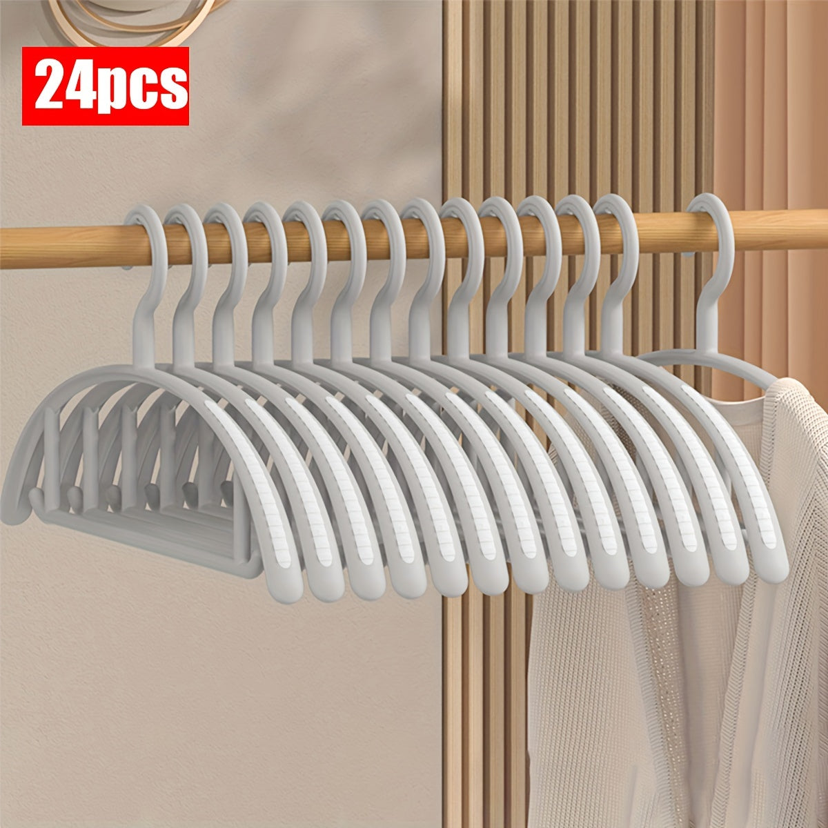 12\u002F24pcs of Thickened, Non-Slip Plastic Hangers Designed to Save Space, Ideal for Suits, Sweaters, Dresses, And Pants, Perfect for Christmas Gifts