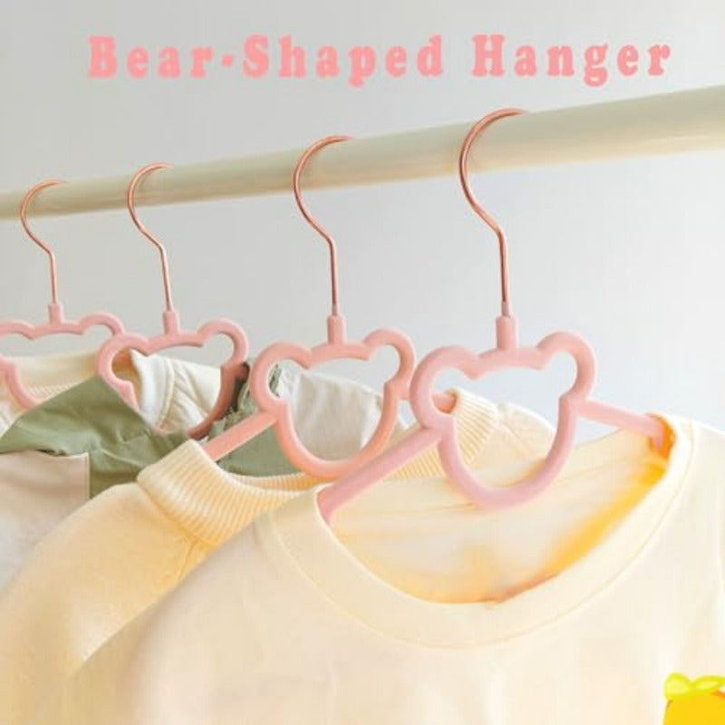 30 Pack Pink Velvet Clothes Hangers - 12. 6In for Ages 4-10 with Cute Bear Rotating Rose Golden Hook Non-Slip Space-Saving Slim Felt Hangers for Toddler Coats Jackets Dresses