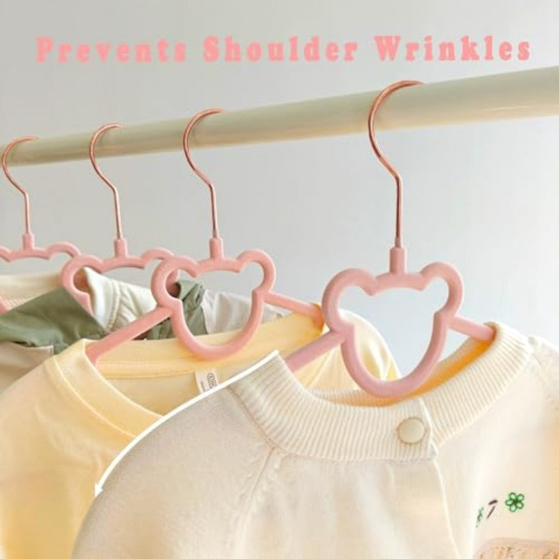 30 Pack Pink Velvet Clothes Hangers - 12. 6In for Ages 4-10 with Cute Bear Rotating Rose Golden Hook Non-Slip Space-Saving Slim Felt Hangers for Toddler Coats Jackets Dresses