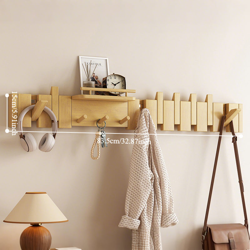 1pc, Multi-functional Key-Shaped Coat Hook - Entryway Shelf, Suitable for Entry Foyers, Entryways, Cloakrooms, and Other Spaces, Made of Solid Wood, Can Hang Clothes, Hats, and Other Items, Foyer Decor, Mudroom Organizer, Modern Wall Hook