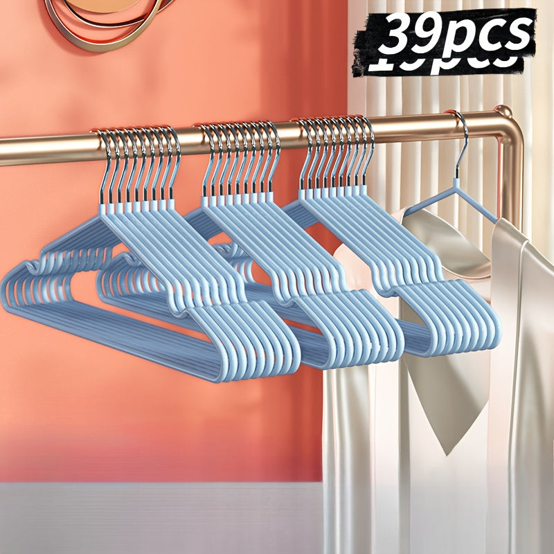 39pcs Non-Slip And Durable Metal Hangers with a Rubber Coating. These Space-Saving Hooks Feature Shoulder Notches