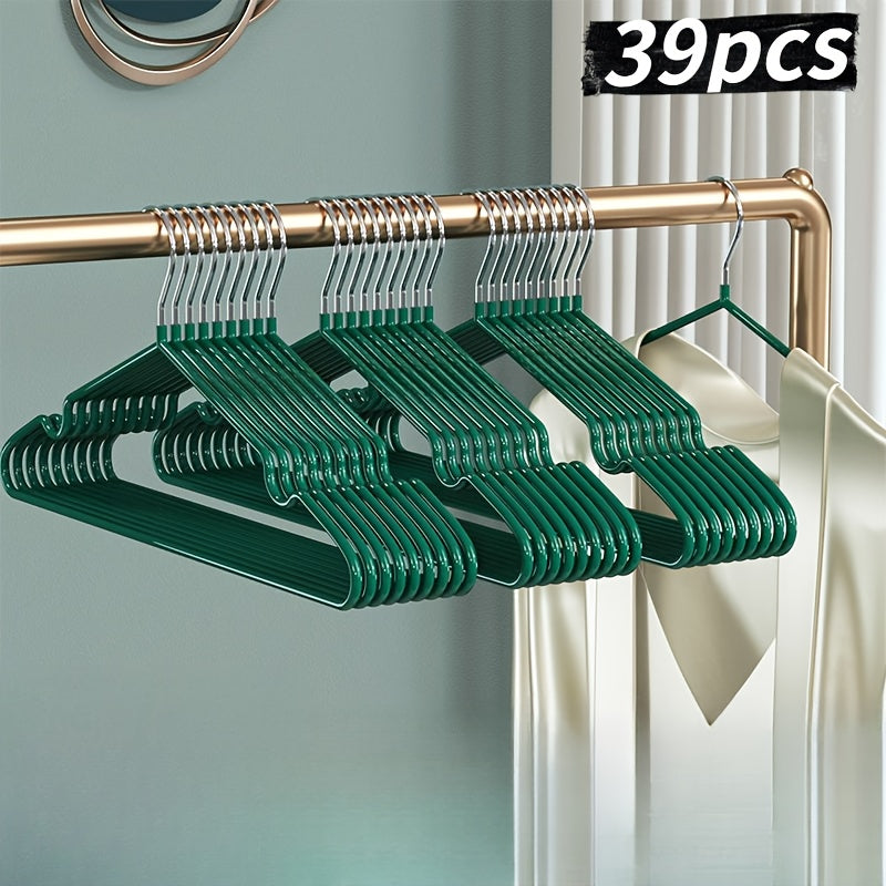 39pcs Non-Slip And Durable Metal Hangers with a Rubber Coating. These Space-Saving Hooks Feature Shoulder Notches