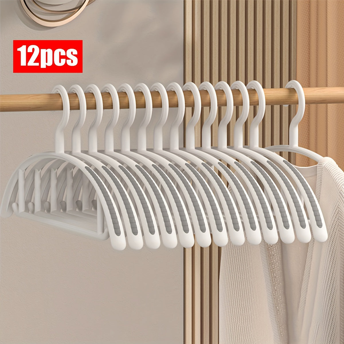 12\u002F24pcs of Thickened, Non-Slip Plastic Hangers Designed to Save Space, Ideal for Suits, Sweaters, Dresses, And Pants, Perfect for Christmas Gifts