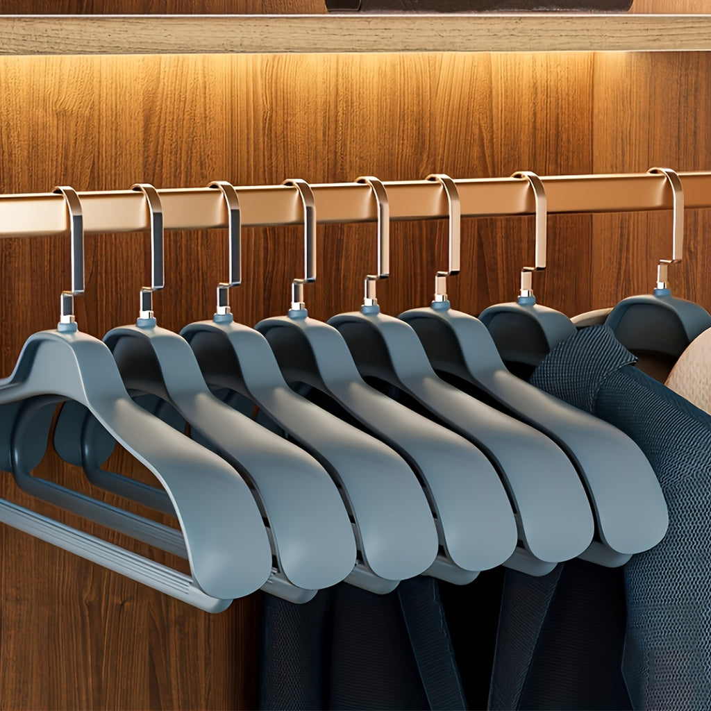 10pcs Household Plastic Coat Hangers, Seamless Anti-detachment Wardrobe Storage Rack, Wide-shoulder Hanger, for Christmas and Christmas Gifts.
