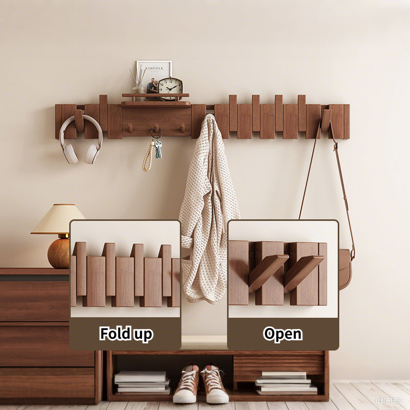 1pc, Multi-functional Key-Shaped Coat Hook - Entryway Shelf, Suitable for Entry Foyers, Entryways, Cloakrooms, and Other Spaces, Made of Solid Wood, Can Hang Clothes, Hats, and Other Items, Foyer Decor, Mudroom Organizer, Modern Wall Hook