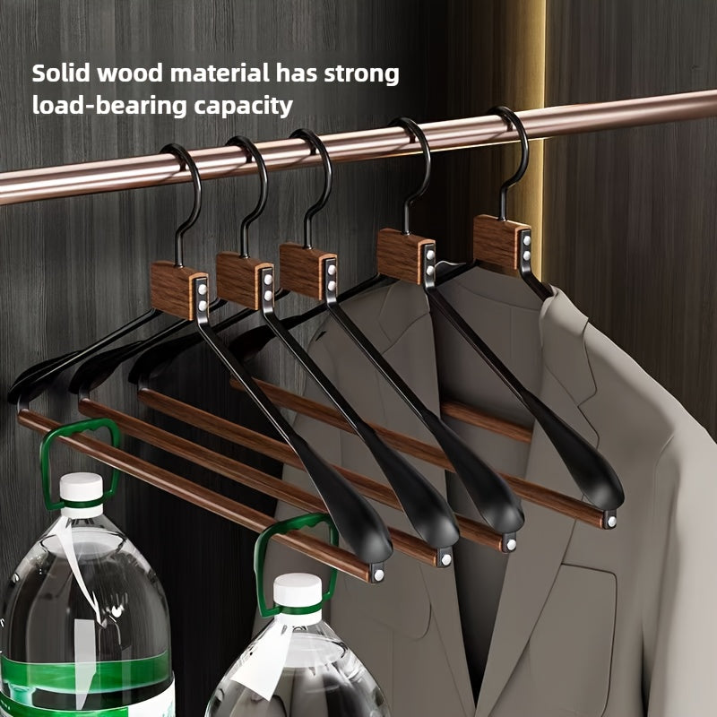 Set of 6 Stylish Beechwood And Metal Coat Hangers with a Smooth End - Ideal for Storing Suits And Overcoats
