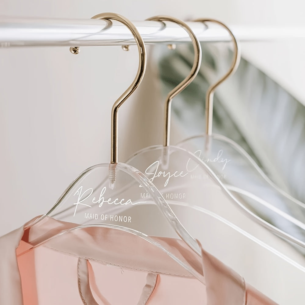 10pcs Custom Transparent Plastic Hangers with Metal Hooks, Unique Design, Anti-Slip and Anti-Drop, Suitable for Clothing Stores, Wardrobes, Tops, Suits, and Other Scenarios, Standard Universal Hangers. Customize Your Own Logo
