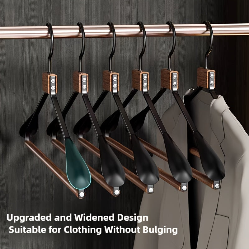 Set of 6 Stylish Beechwood And Metal Coat Hangers with a Smooth End - Ideal for Storing Suits And Overcoats