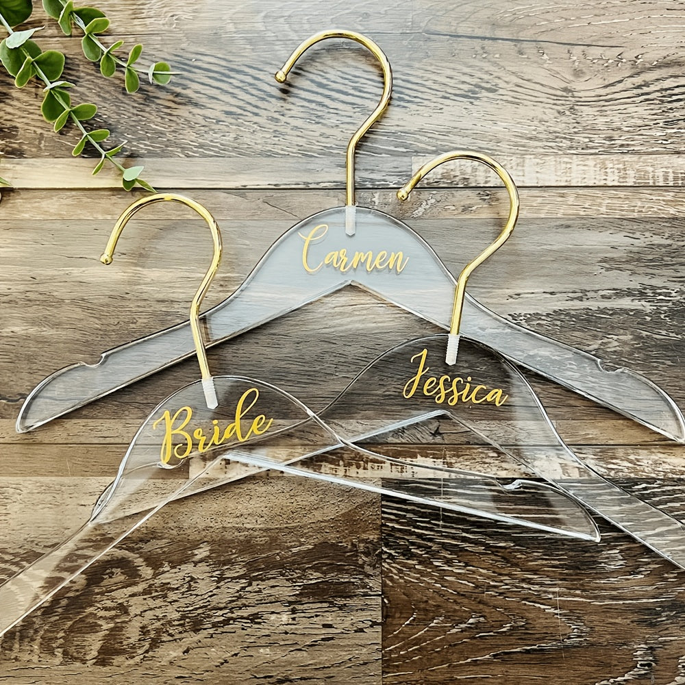 10pcs Custom Transparent Plastic Hangers with Metal Hooks, Unique Design, Anti-Slip and Anti-Drop, Suitable for Clothing Stores, Wardrobes, Tops, Suits, and Other Scenarios, Standard Universal Hangers. Customize Your Own Logo