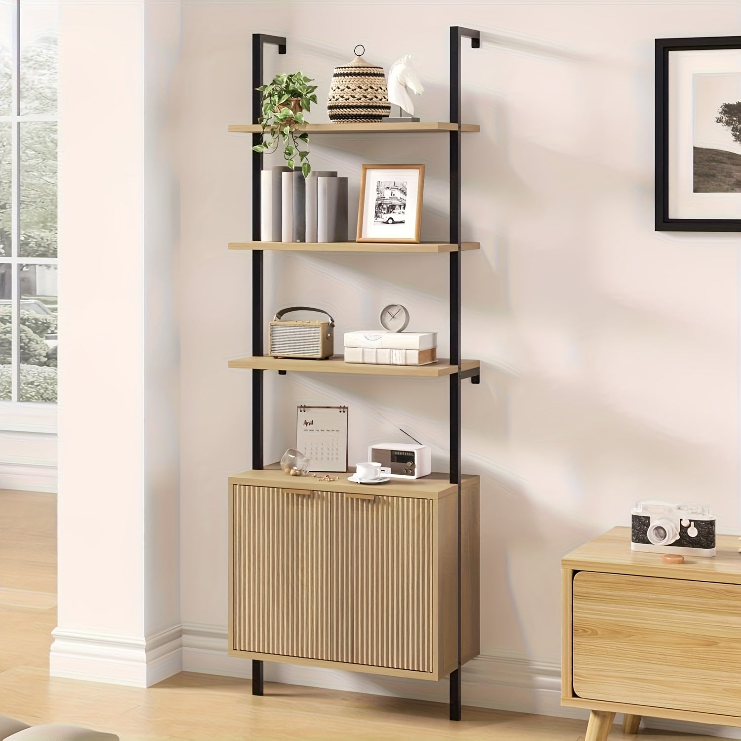 Modern Fluted Ladder Shelf 71\