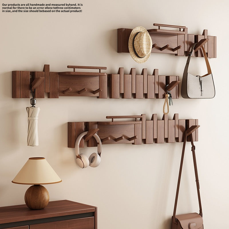 1pc, Multi-functional Key-Shaped Coat Hook - Entryway Shelf, Suitable for Entry Foyers, Entryways, Cloakrooms, and Other Spaces, Made of Solid Wood, Can Hang Clothes, Hats, and Other Items, Foyer Decor, Mudroom Organizer, Modern Wall Hook