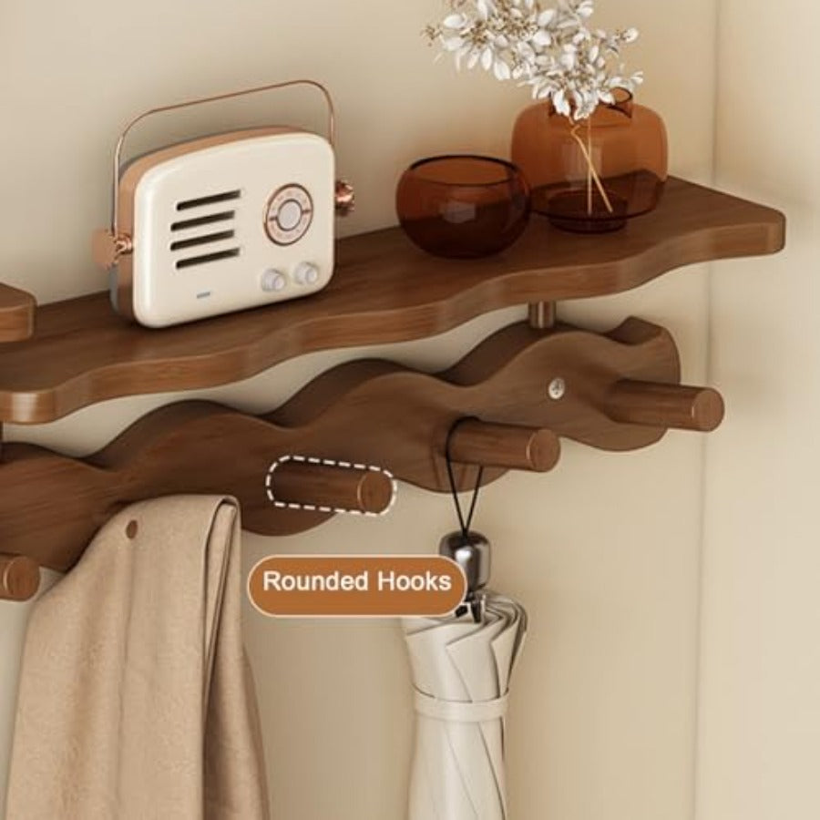 4\u002F6\u002F8 Hooks Multifunctional Coat Rack, Solid Wood Wall Mounted Coat Hanger with Hooks, Space Saving Modern Design for Hanging Clothes, Hats, Bags And Keys, Ideal for Bedroom, Entryway And Hallway