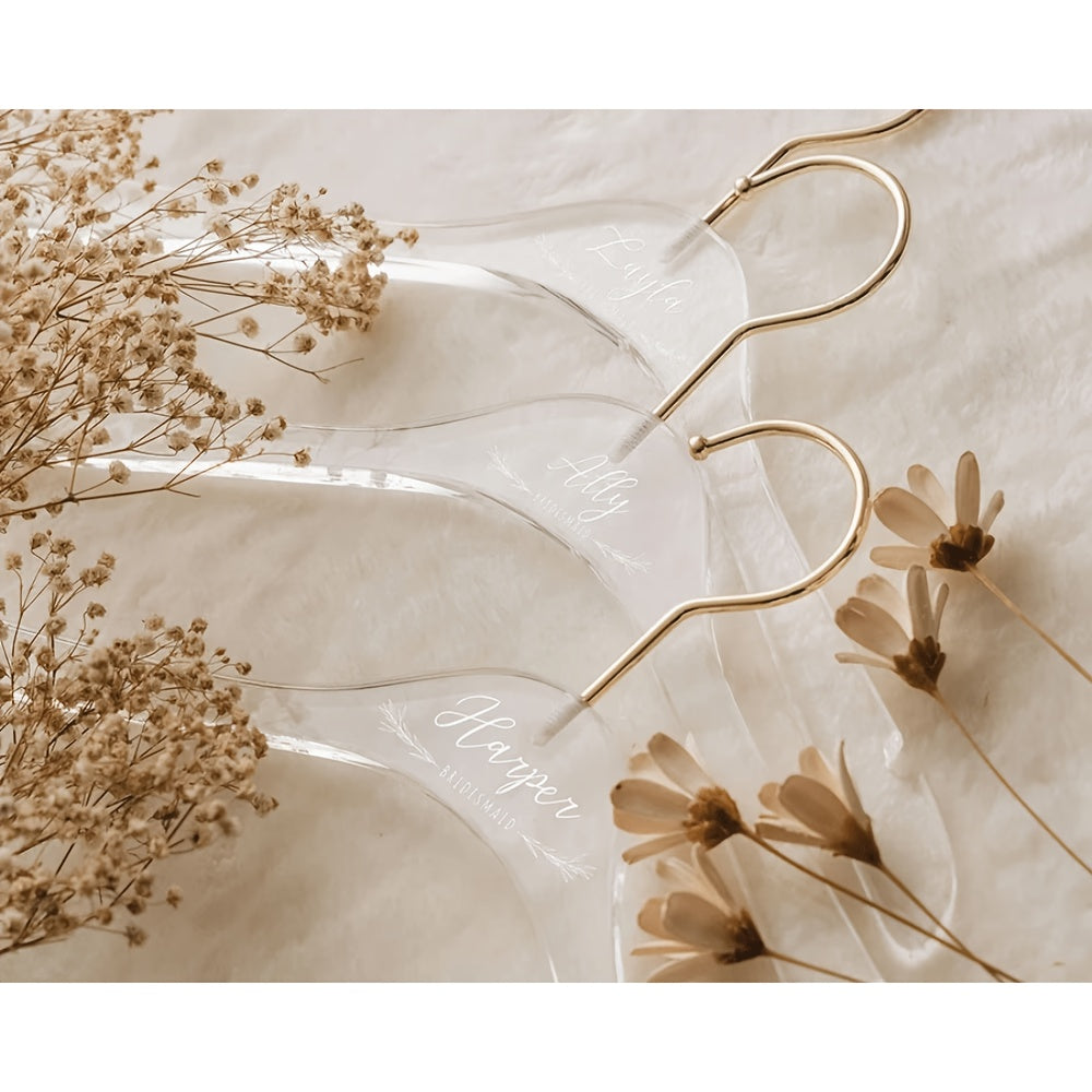 10pcs Custom Transparent Plastic Hangers with Metal Hooks, Unique Design, Anti-Slip and Anti-Drop, Suitable for Clothing Stores, Wardrobes, Tops, Suits, and Other Scenarios, Standard Universal Hangers. Customize Your Own Logo