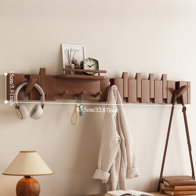 1pc, Multi-functional Key-Shaped Coat Hook - Entryway Shelf, Suitable for Entry Foyers, Entryways, Cloakrooms, and Other Spaces, Made of Solid Wood, Can Hang Clothes, Hats, and Other Items, Foyer Decor, Mudroom Organizer, Modern Wall Hook