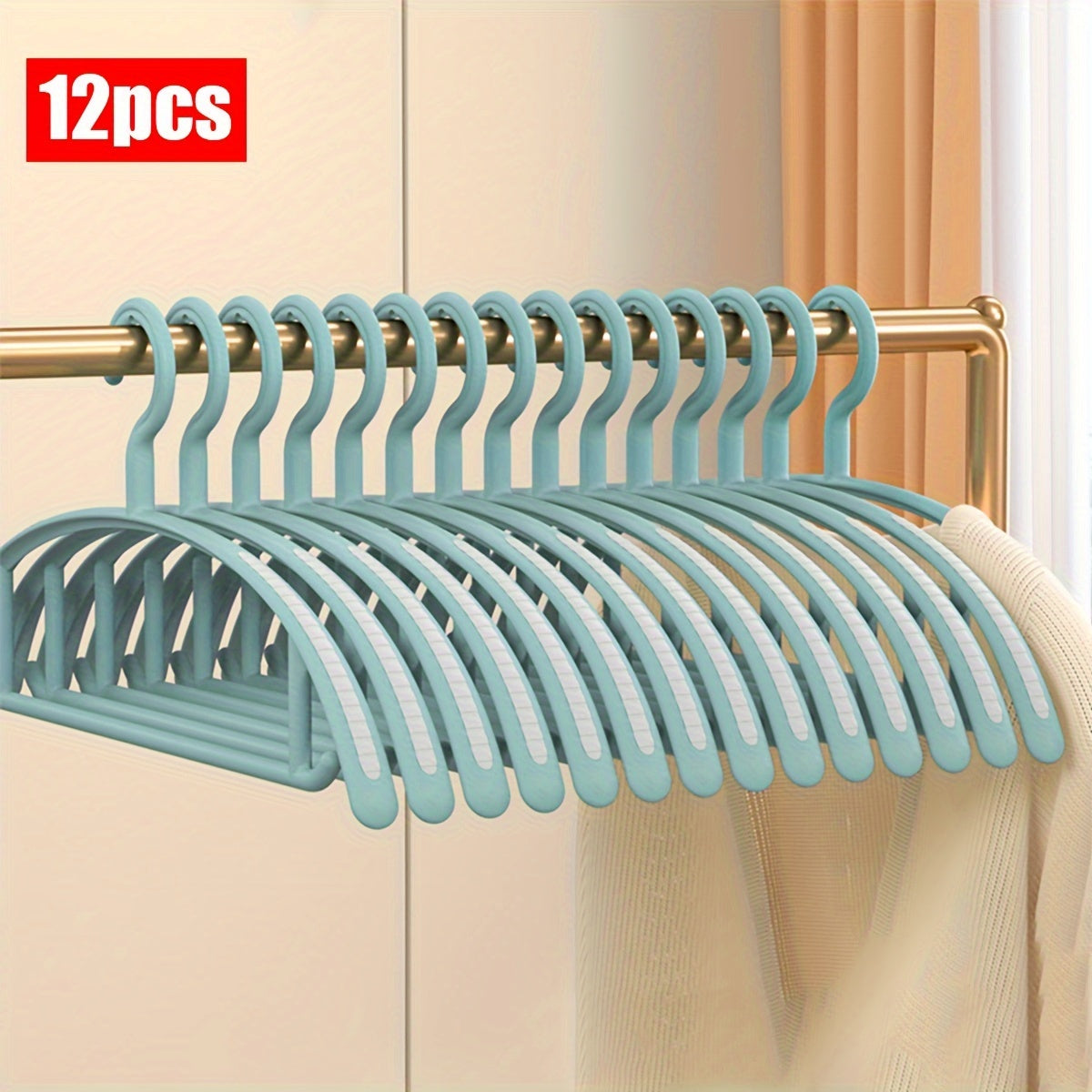 12\u002F24pcs of Thickened, Non-Slip Plastic Hangers Designed to Save Space, Ideal for Suits, Sweaters, Dresses, And Pants, Perfect for Christmas Gifts