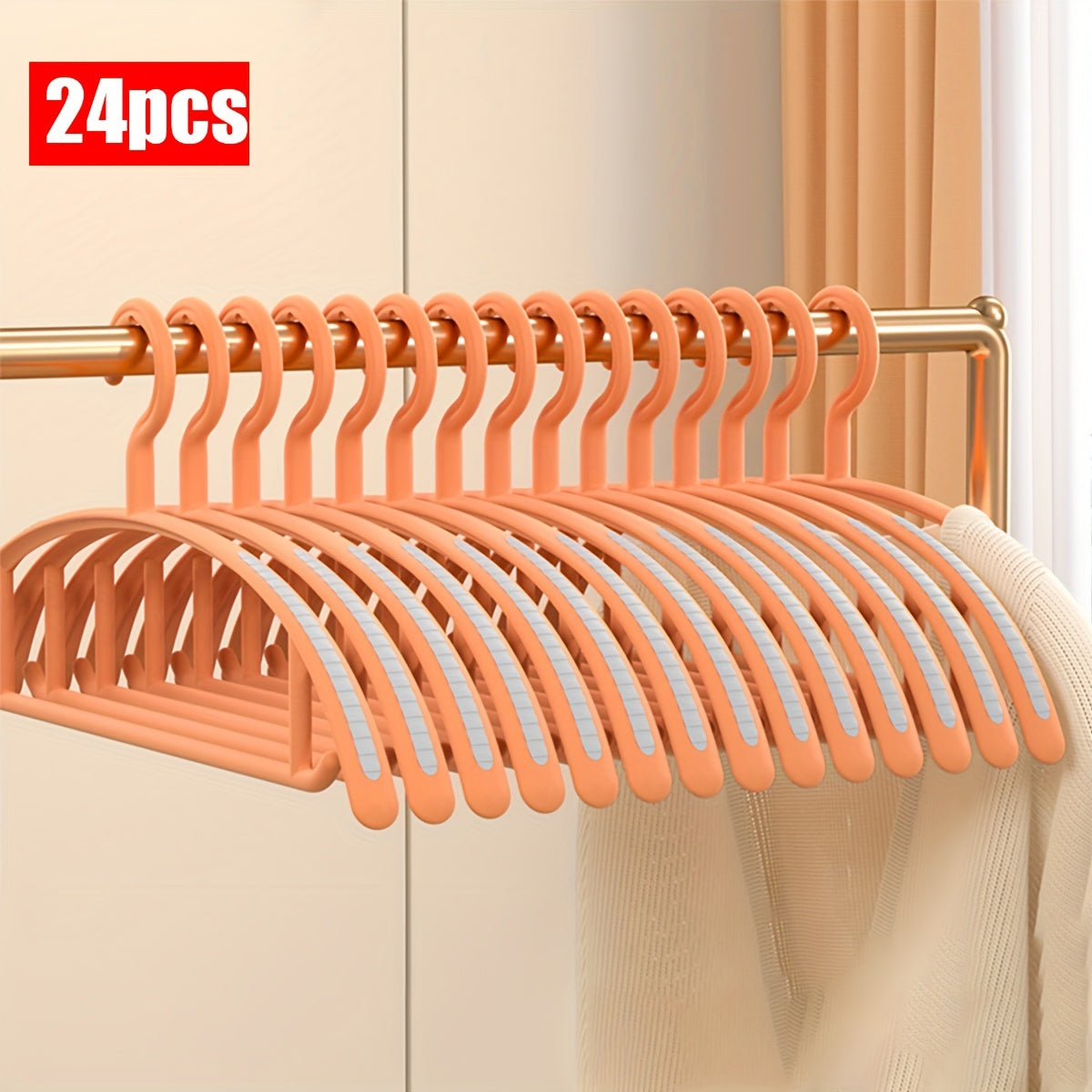 12\u002F24pcs of Thickened, Non-Slip Plastic Hangers Designed to Save Space, Ideal for Suits, Sweaters, Dresses, And Pants, Perfect for Christmas Gifts