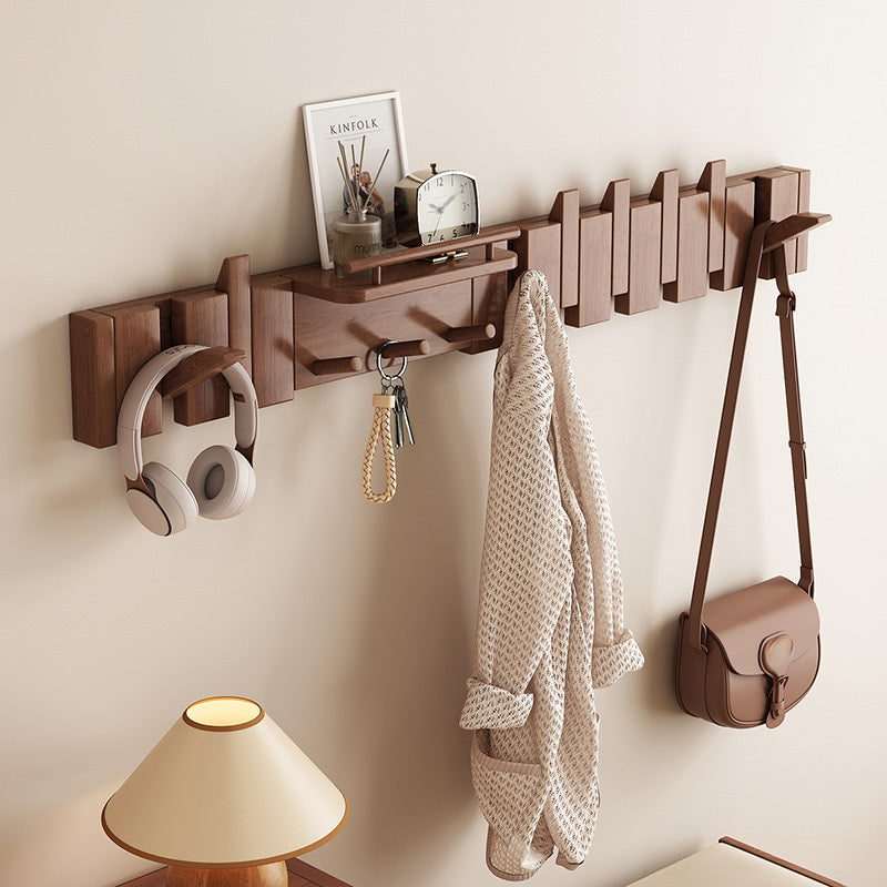 1pc, Multi-functional Key-Shaped Coat Hook - Entryway Shelf, Suitable for Entry Foyers, Entryways, Cloakrooms, and Other Spaces, Made of Solid Wood, Can Hang Clothes, Hats, and Other Items, Foyer Decor, Mudroom Organizer, Modern Wall Hook