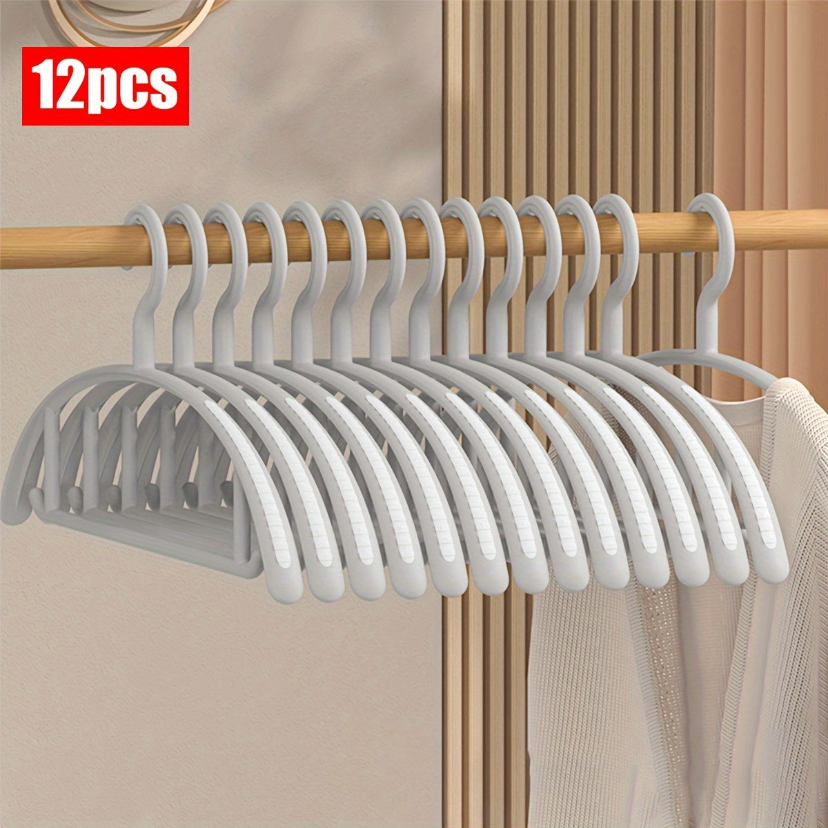 12\u002F24pcs of Thickened, Non-Slip Plastic Hangers Designed to Save Space, Ideal for Suits, Sweaters, Dresses, And Pants, Perfect for Christmas Gifts