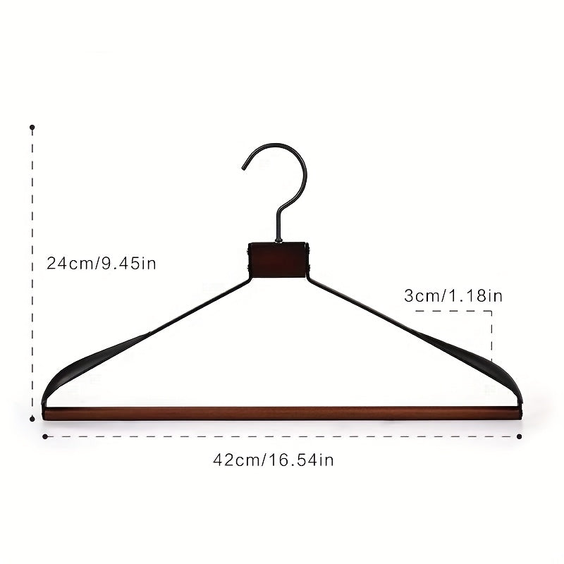 Set of 6 Stylish Beechwood And Metal Coat Hangers with a Smooth End - Ideal for Storing Suits And Overcoats