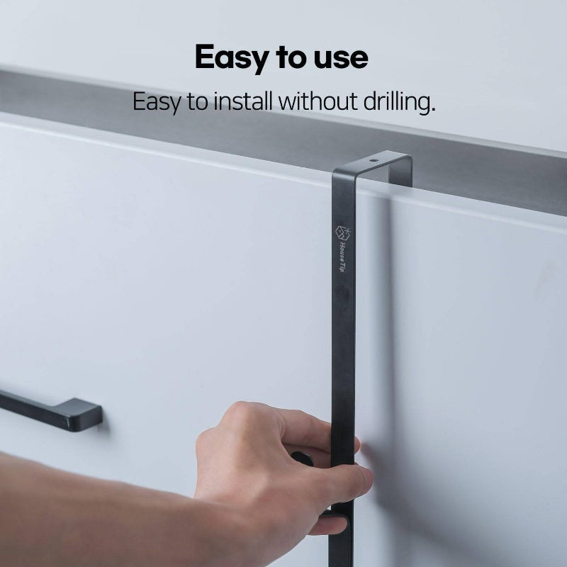 Over Door Hook Rack, Kitchen Appliances, Dorm Room Essentials, Stainless Steel, No Drill, Damage - Space Saving Door Hanger Bathroom, Bedroom, ClosetBlack