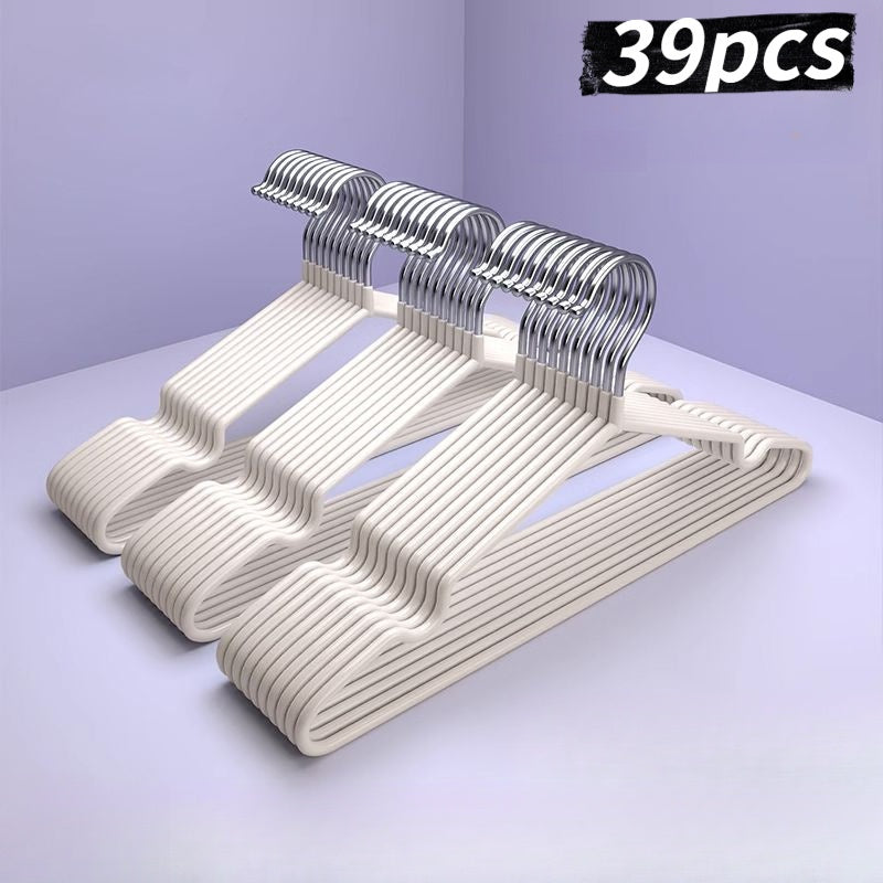 39pcs Non-Slip And Durable Metal Hangers with a Rubber Coating. These Space-Saving Hooks Feature Shoulder Notches