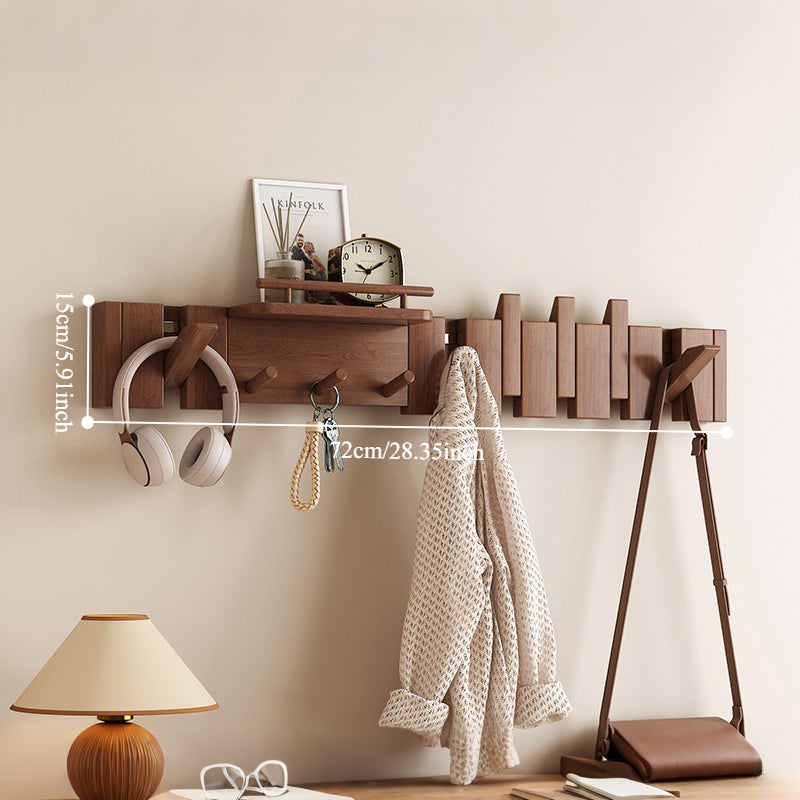 1pc, Multi-functional Key-Shaped Coat Hook - Entryway Shelf, Suitable for Entry Foyers, Entryways, Cloakrooms, and Other Spaces, Made of Solid Wood, Can Hang Clothes, Hats, and Other Items, Foyer Decor, Mudroom Organizer, Modern Wall Hook