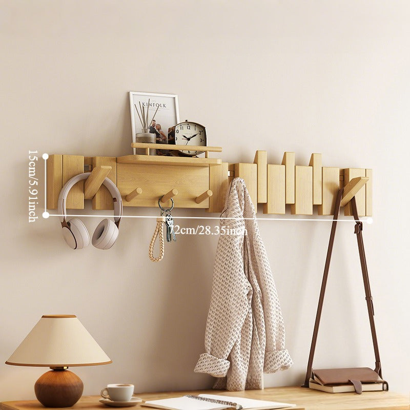 1pc, Multi-functional Key-Shaped Coat Hook - Entryway Shelf, Suitable for Entry Foyers, Entryways, Cloakrooms, and Other Spaces, Made of Solid Wood, Can Hang Clothes, Hats, and Other Items, Foyer Decor, Mudroom Organizer, Modern Wall Hook