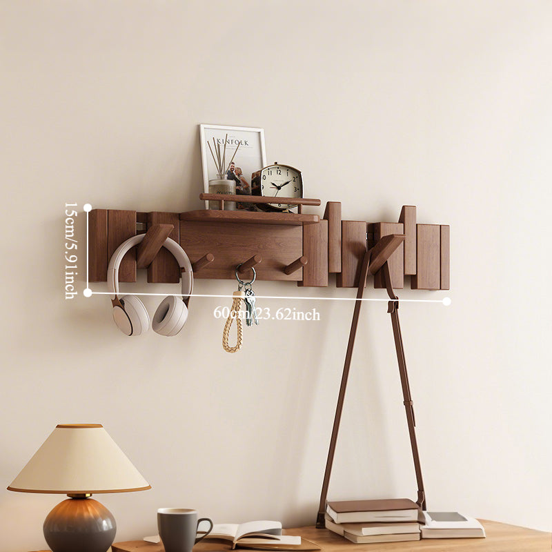 1pc, Multi-functional Key-Shaped Coat Hook - Entryway Shelf, Suitable for Entry Foyers, Entryways, Cloakrooms, and Other Spaces, Made of Solid Wood, Can Hang Clothes, Hats, and Other Items, Foyer Decor, Mudroom Organizer, Modern Wall Hook