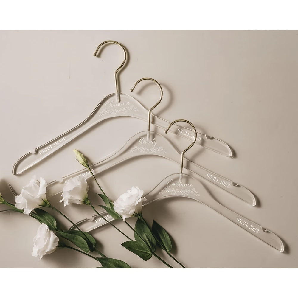 10pcs Custom Transparent Plastic Hangers with Metal Hooks, Unique Design, Anti-Slip and Anti-Drop, Suitable for Clothing Stores, Wardrobes, Tops, Suits, and Other Scenarios, Standard Universal Hangers. Customize Your Own Logo