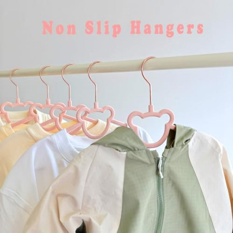 30 Pack Pink Velvet Clothes Hangers - 12. 6In for Ages 4-10 with Cute Bear Rotating Rose Golden Hook Non-Slip Space-Saving Slim Felt Hangers for Toddler Coats Jackets Dresses