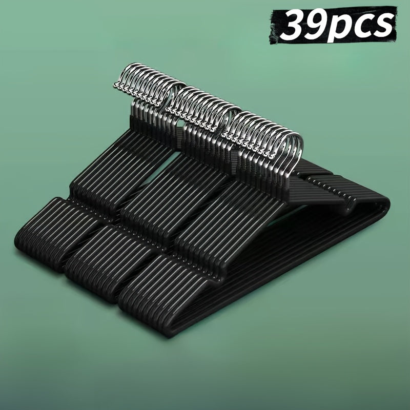 39pcs Non-Slip And Durable Metal Hangers with a Rubber Coating. These Space-Saving Hooks Feature Shoulder Notches