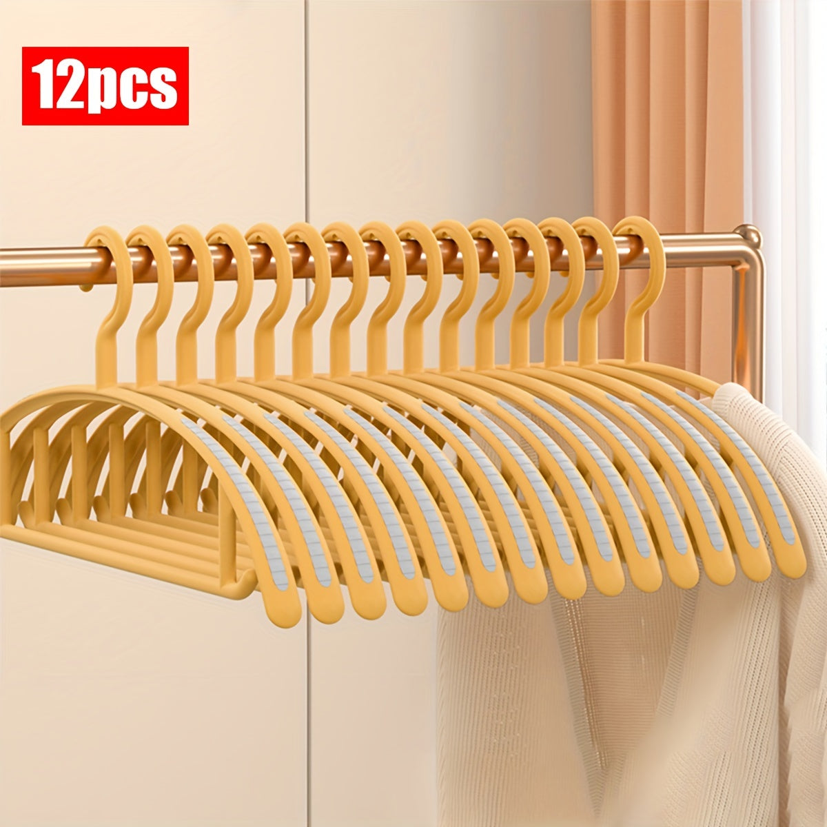 12\u002F24pcs of Thickened, Non-Slip Plastic Hangers Designed to Save Space, Ideal for Suits, Sweaters, Dresses, And Pants, Perfect for Christmas Gifts