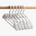 No Shoulder Bump Wide Hangers 20P Heavy Duty Durable Non-Slip Plastic Hanger with Rubber and Horizontal Bar for Closet Coats Pants Shirts White