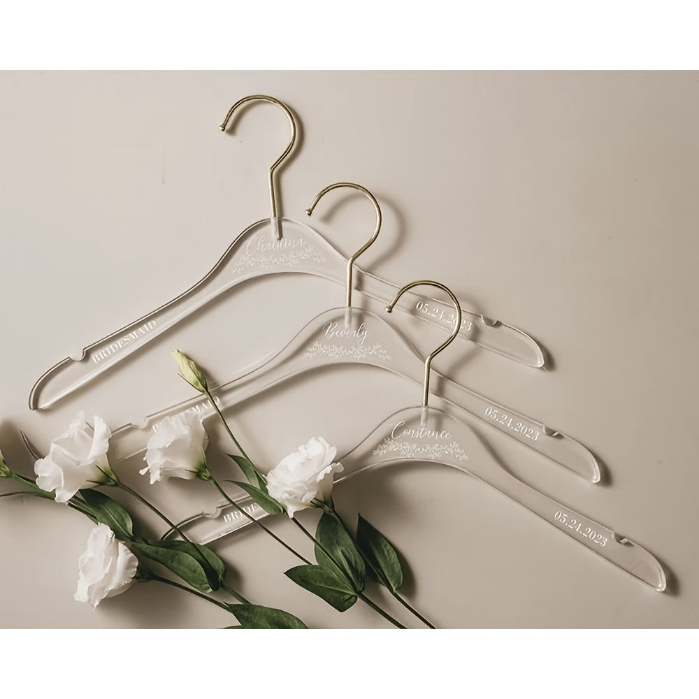 10pcs Custom Transparent Plastic Hangers with Metal Hooks, Unique Design, Anti-Slip and Anti-Drop, Suitable for Clothing Stores, Wardrobes, Tops, Suits, and Other Scenarios, Standard Universal Hangers. Customize Your Own Logo