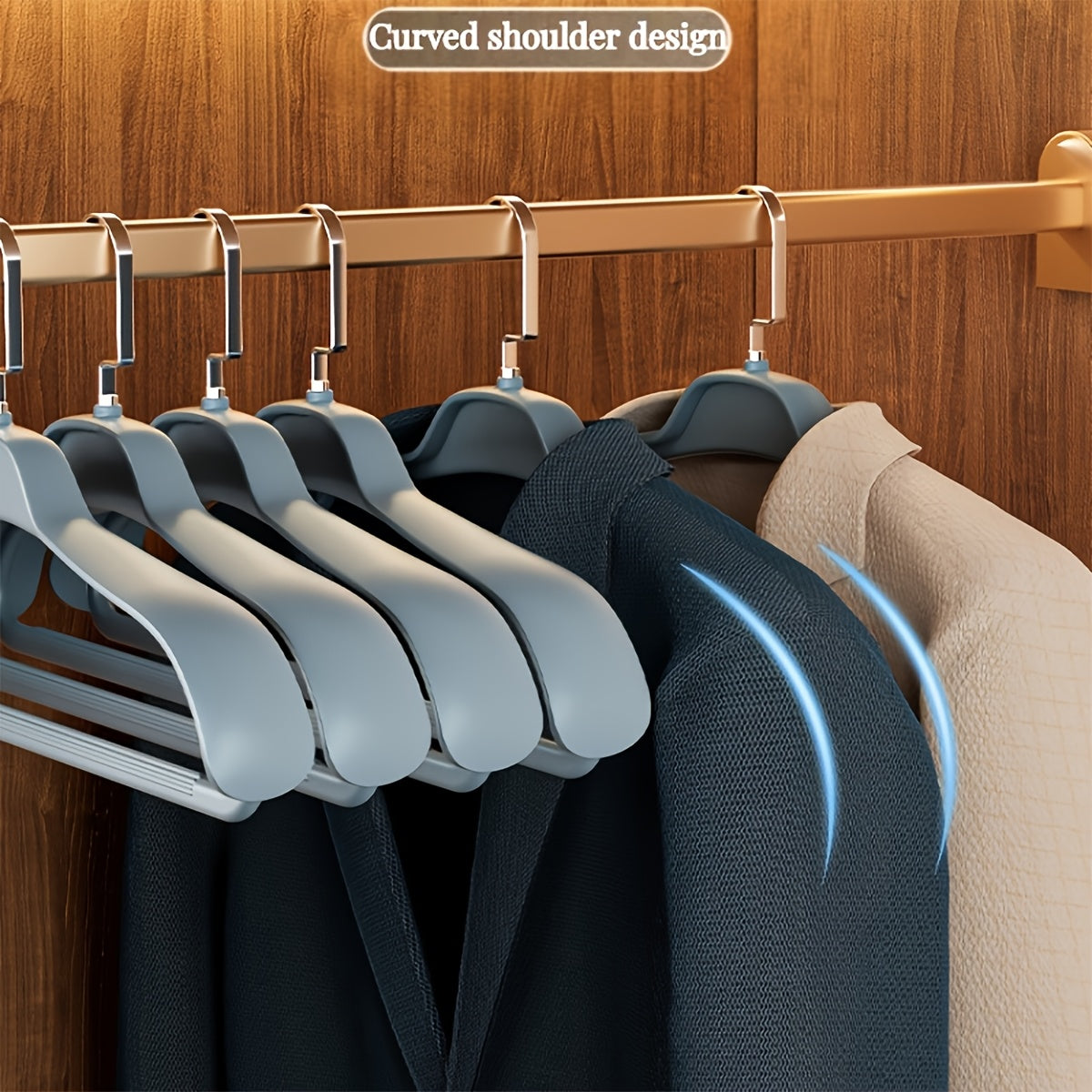 10pcs Household Plastic Coat Hangers, Seamless Anti-detachment Wardrobe Storage Rack, Wide-shoulder Hanger, for Christmas and Christmas Gifts.