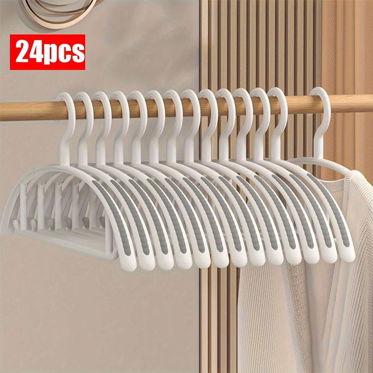12\u002F24pcs of Thickened, Non-Slip Plastic Hangers Designed to Save Space, Ideal for Suits, Sweaters, Dresses, And Pants, Perfect for Christmas Gifts